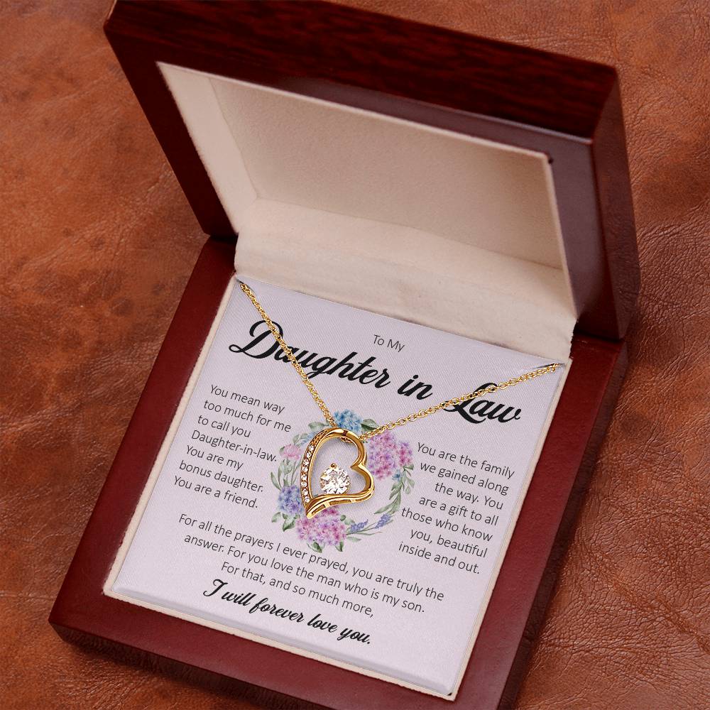 To My Daughter In Law, Forever Heart Necklace