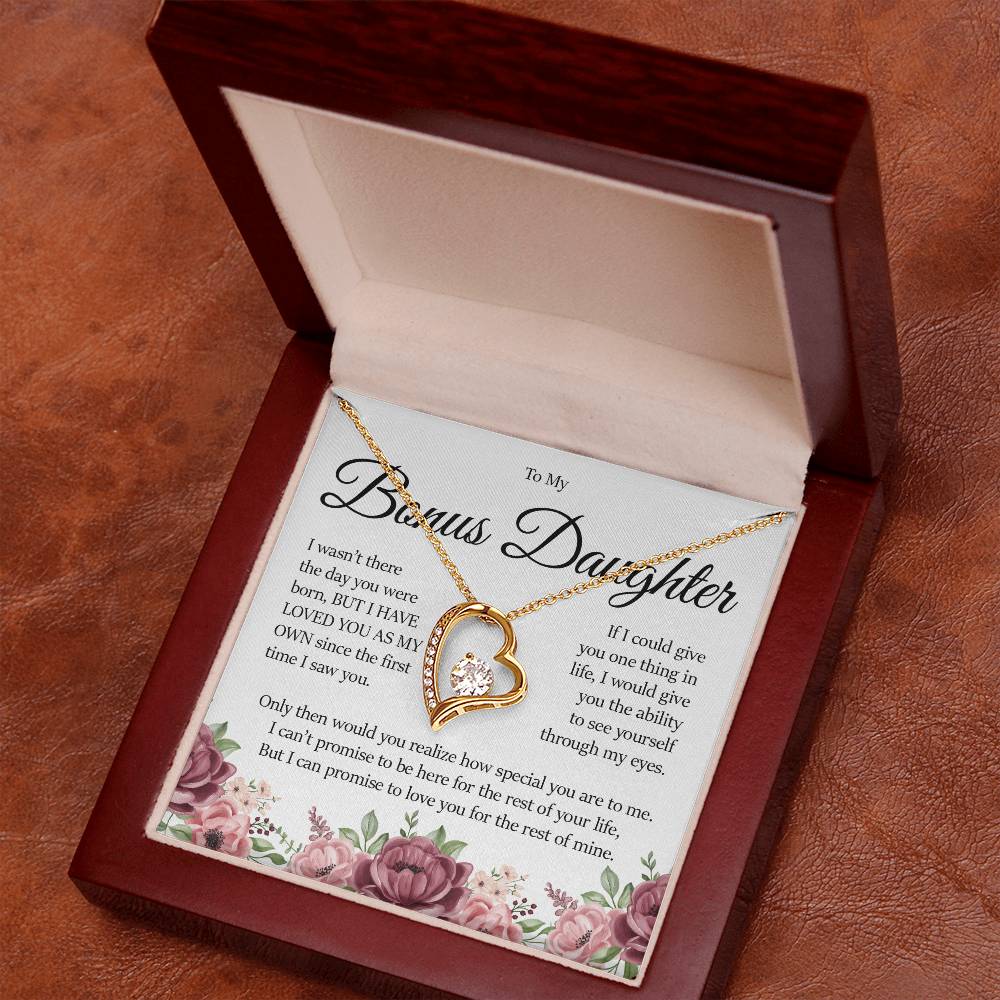 To My Bonus Daughter, Forever Heart Necklace