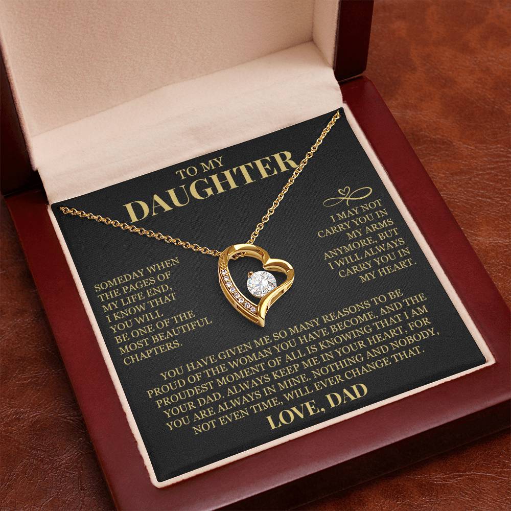To My Daughter "Always Carry Me In Your Heart" Forever Love Necklace