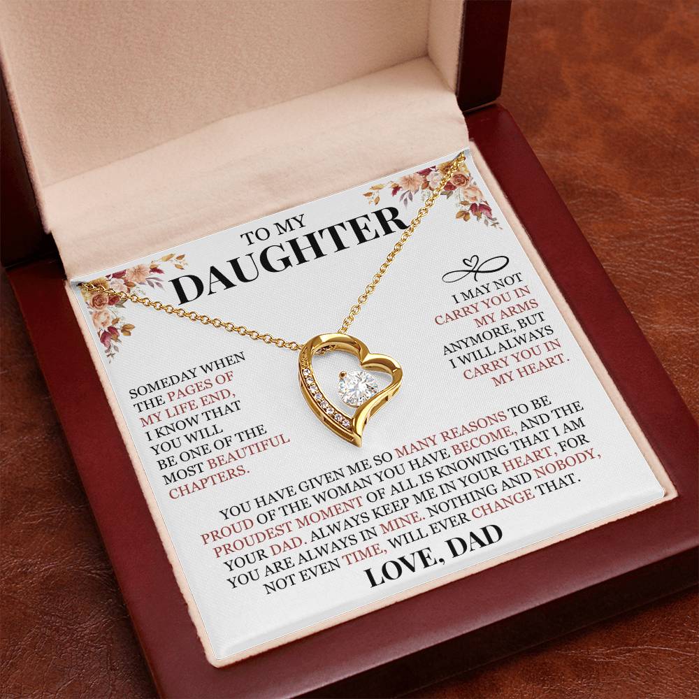 To My Daughter "I Will Always Carry You In My Heart" Forever Love Necklace