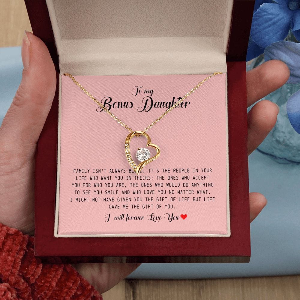 To My Bonus Daughter, Forever Heart Necklace