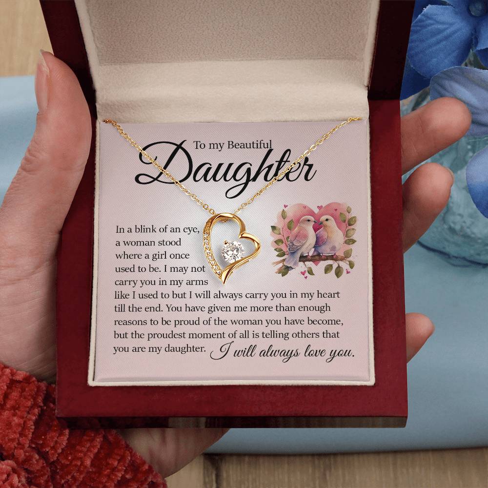 Forever Heart Necklace, Daughter Gift