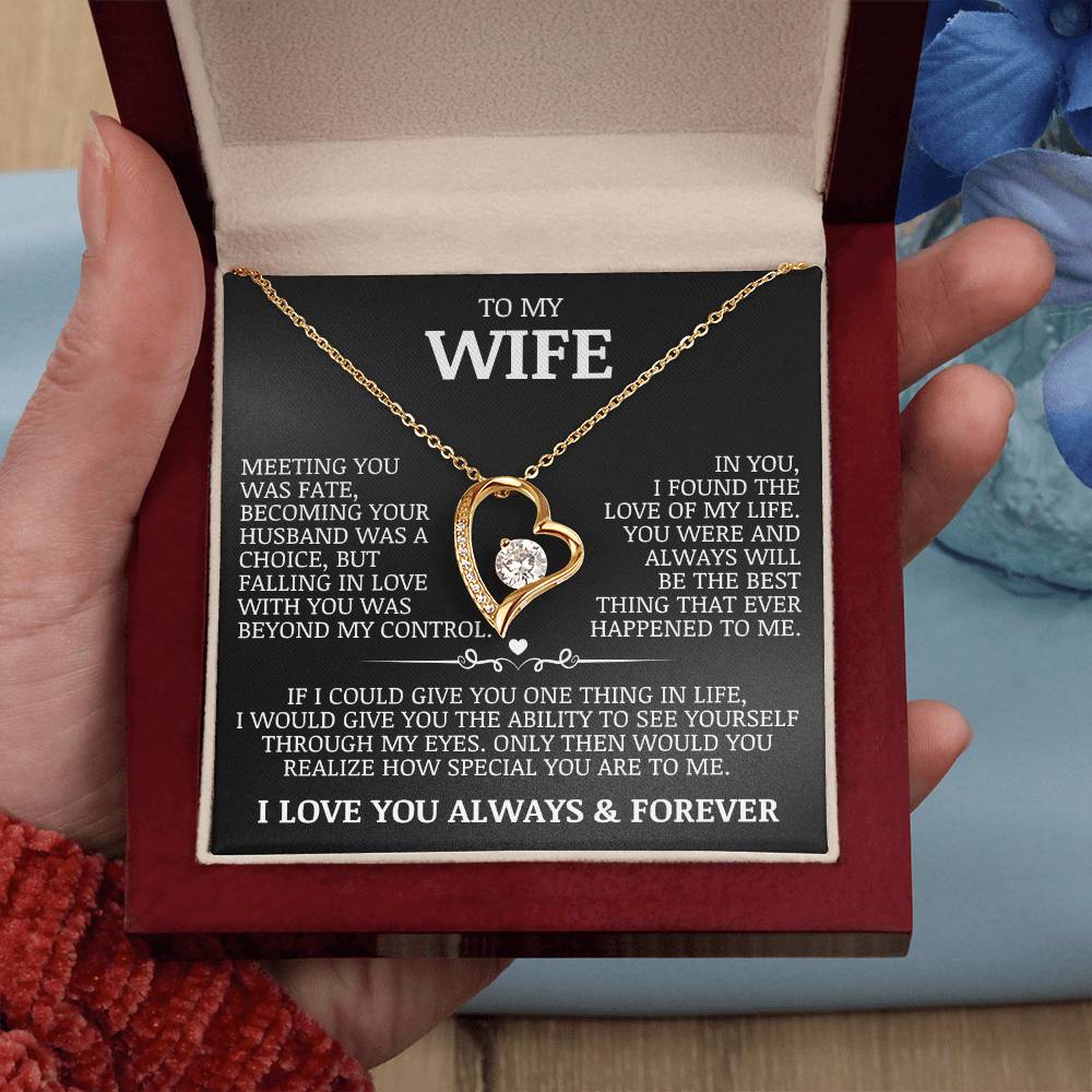 To My Wife "In You, I Found The Love of My Life" Forever Love Necklace