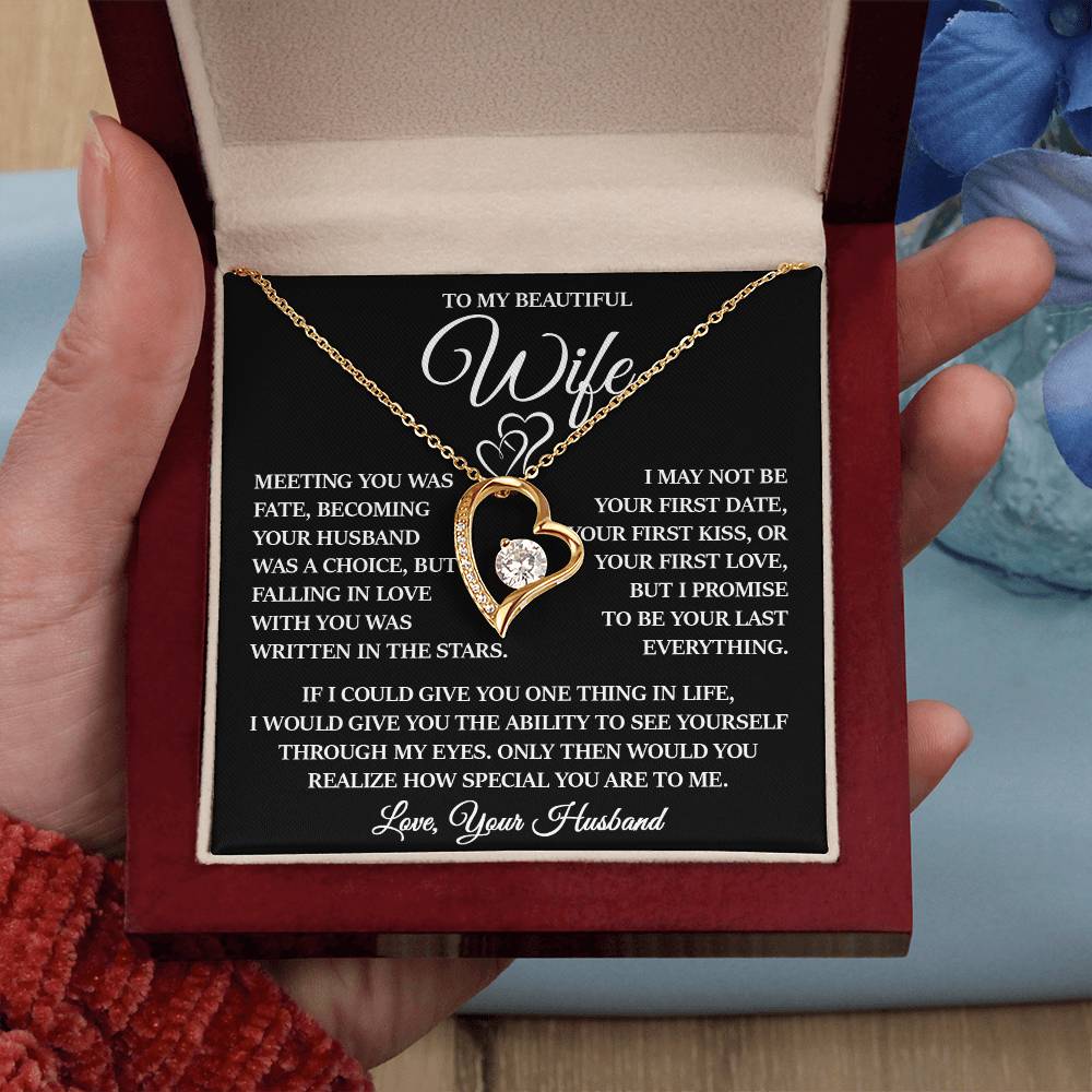 To My Beautiful Wife "Written In The Stars" Heart Necklace