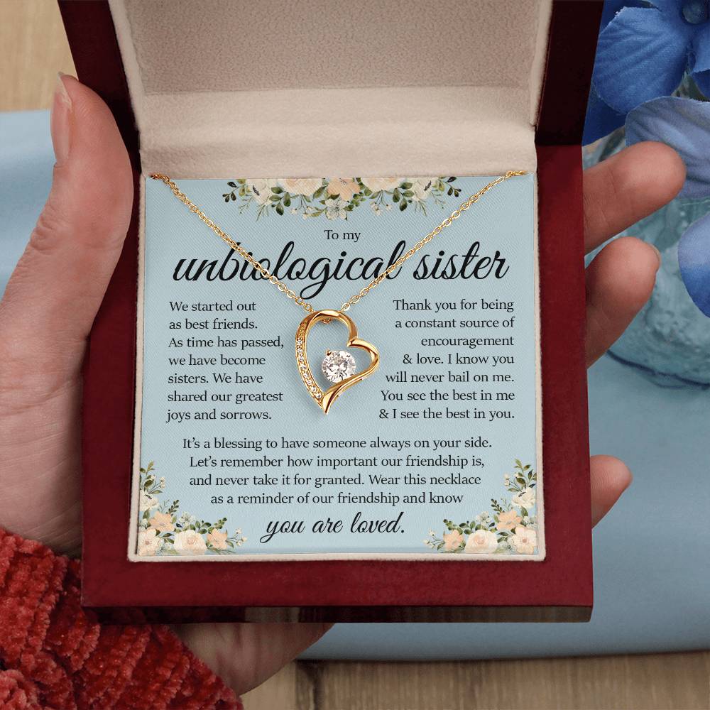 Forever Heart Necklace, Unbiological Sister Gift