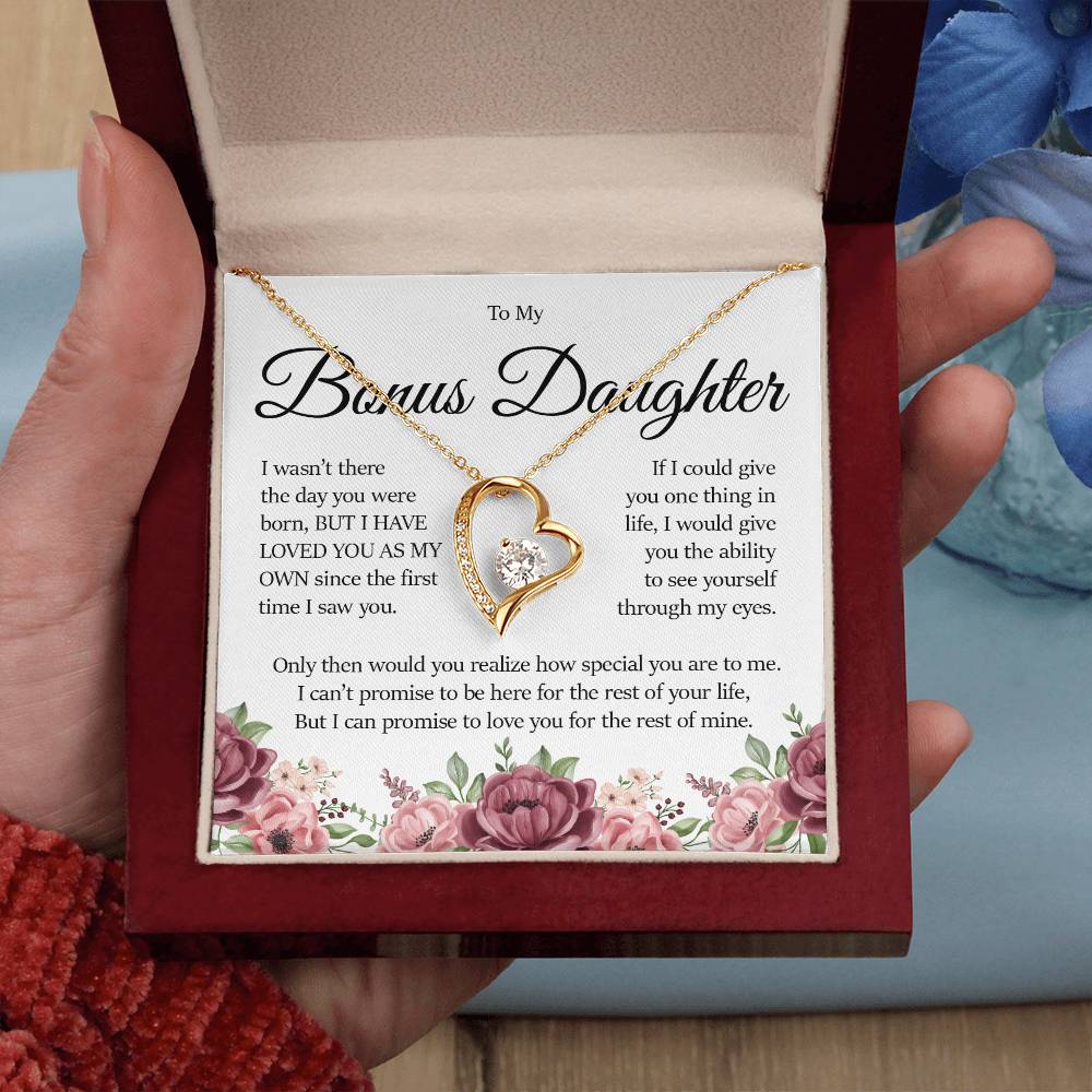 To My Bonus Daughter, Forever Heart Necklace
