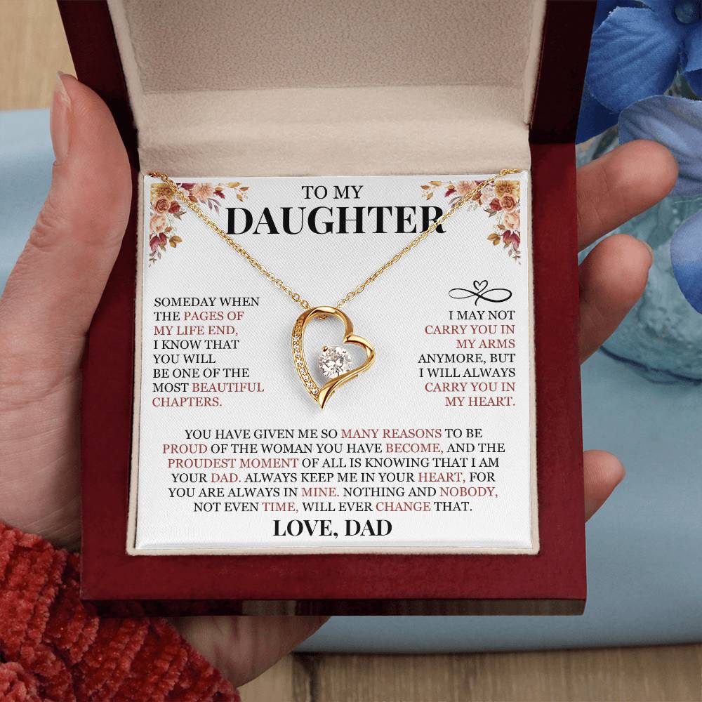 To My Daughter "I Will Always Carry You In My Heart" Forever Love Necklace