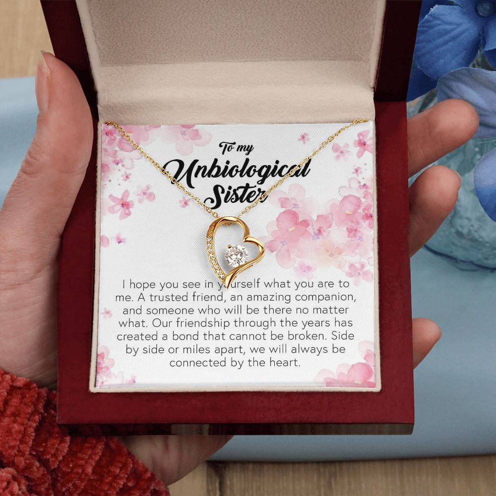 To My Unbiological Sister, Forever Heart Necklace