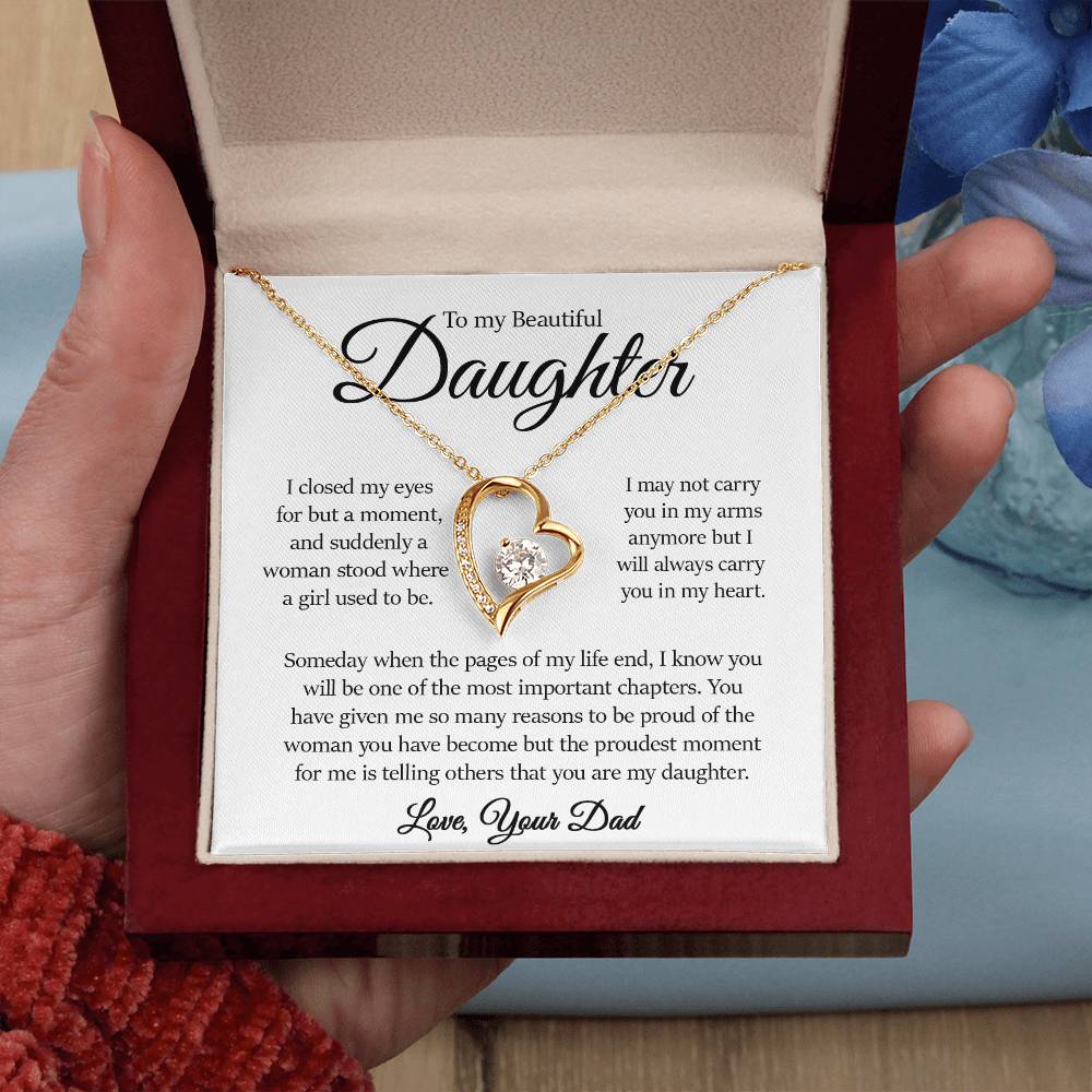 Forever Heart Necklace, Daughter Gift