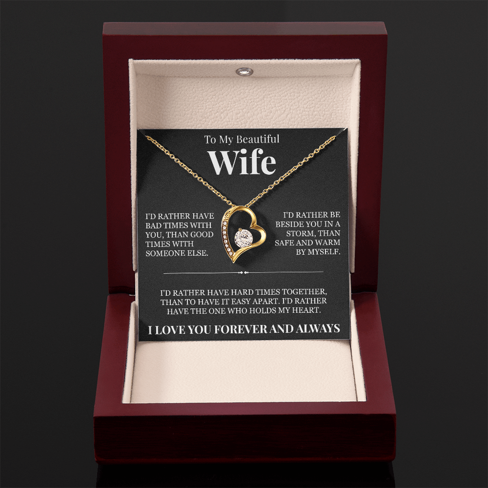 Forever Love Necklace - To My Beautiful Wife "The One Who Holds My Heart"
