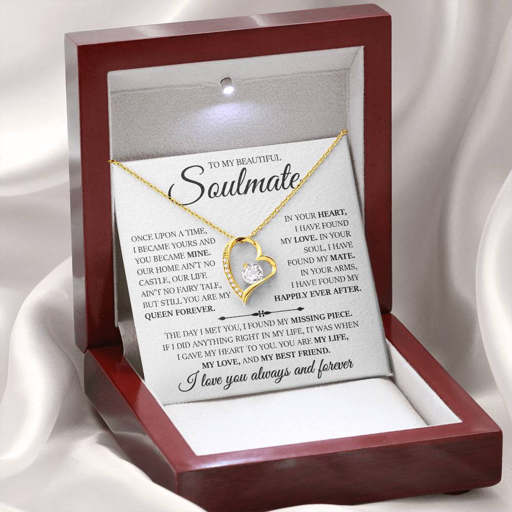To My Beautiful Soulmate "In Your Arms I Have Found My Happily Ever After" Love Necklace