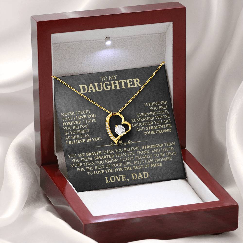 To My Daughter "Never Forget That I Love You" Necklace