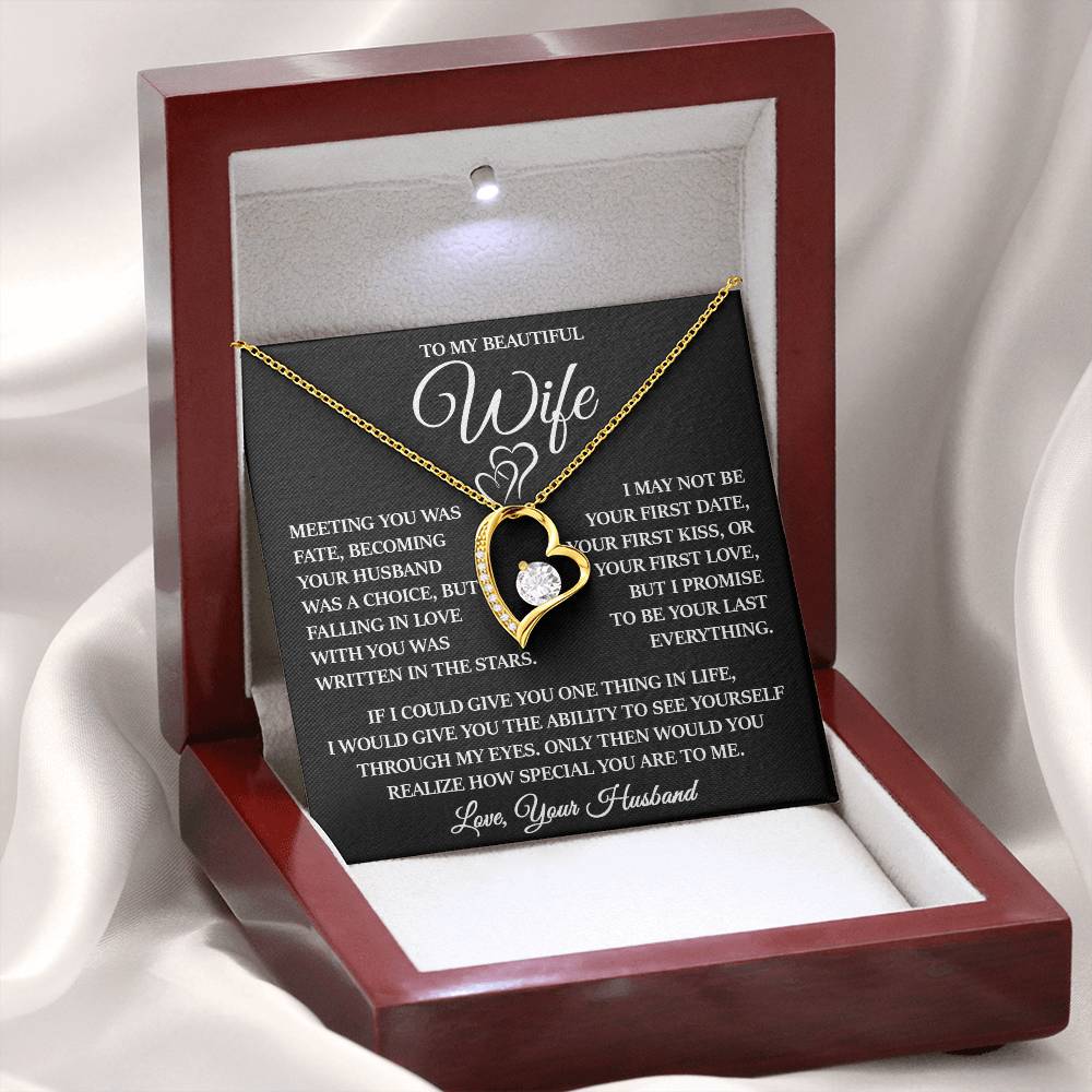 To My Beautiful Wife "Written In The Stars" Heart Necklace