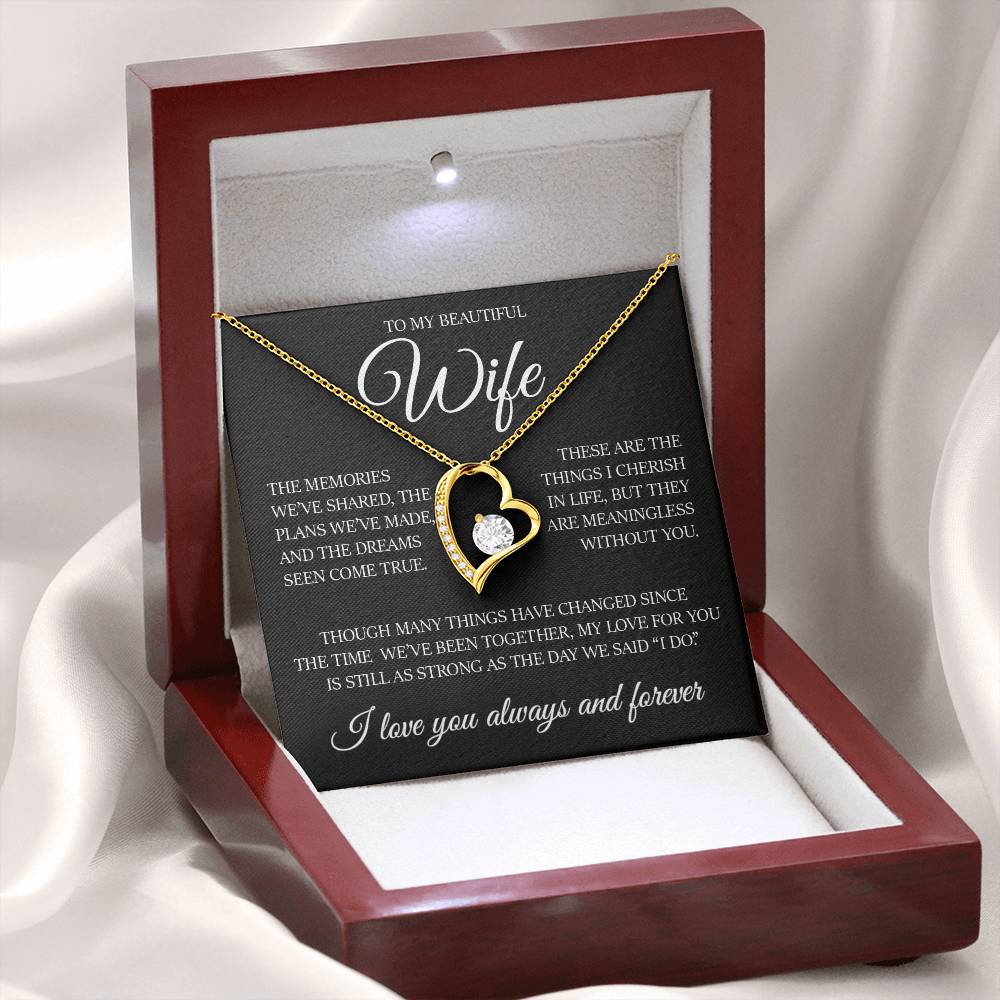 To My Beautiful Wife " Dreams Come True" Heart Necklace