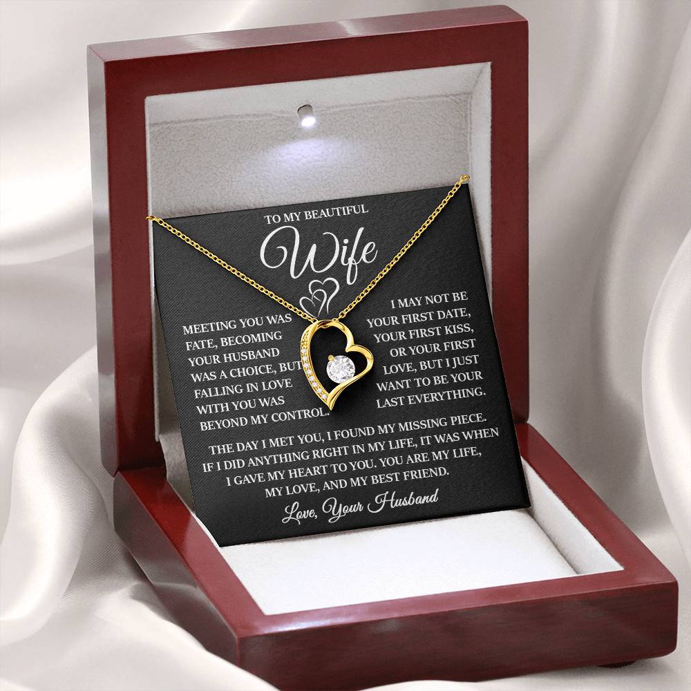 To My Beautiful Wife "I Just Want To Be Your Last Everything" Forever Love Necklace