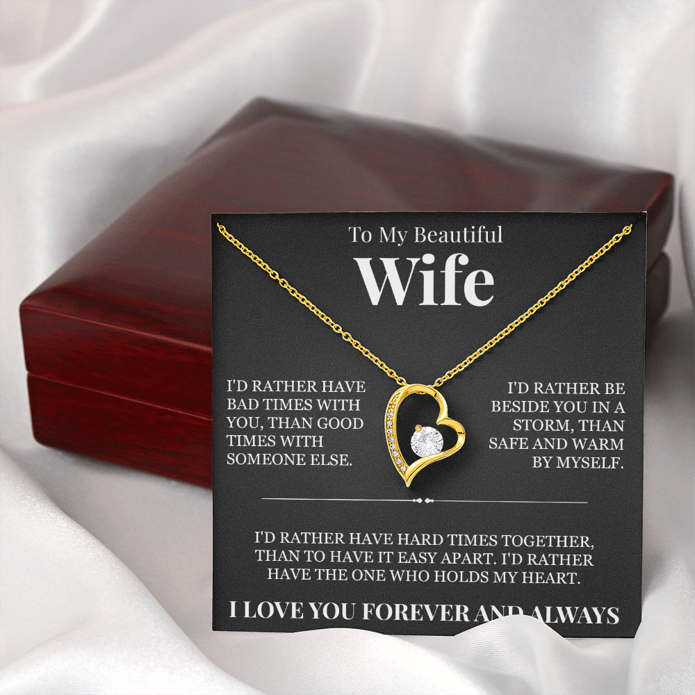 Forever Love Necklace - To My Beautiful Wife "The One Who Holds My Heart"