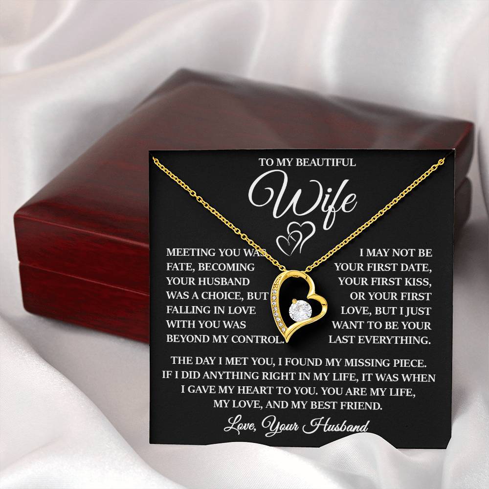To My Beautiful Wife "I Just Want To Be Your Last Everything" Forever Love Necklace