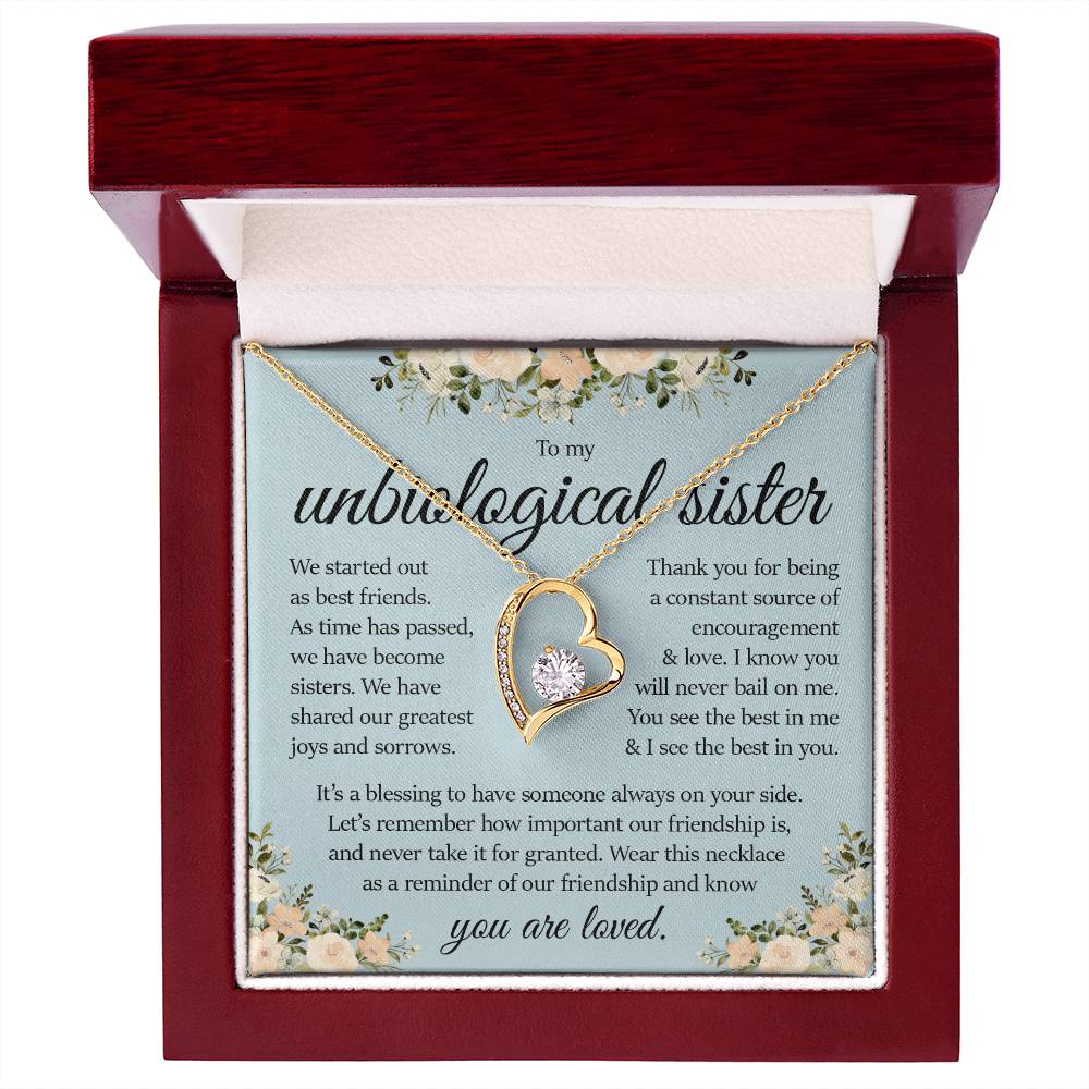 Forever Heart Necklace, Unbiological Sister Gift