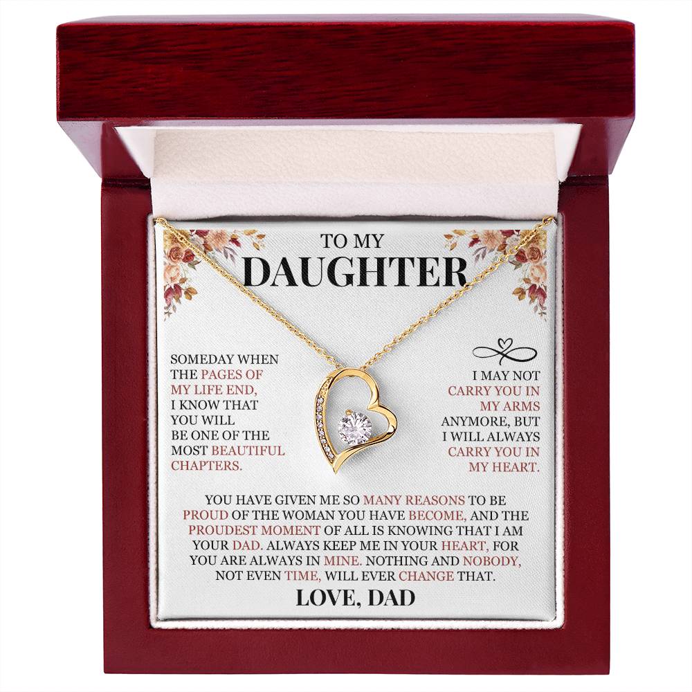 To My Daughter "I Will Always Carry You In My Heart" Forever Love Necklace