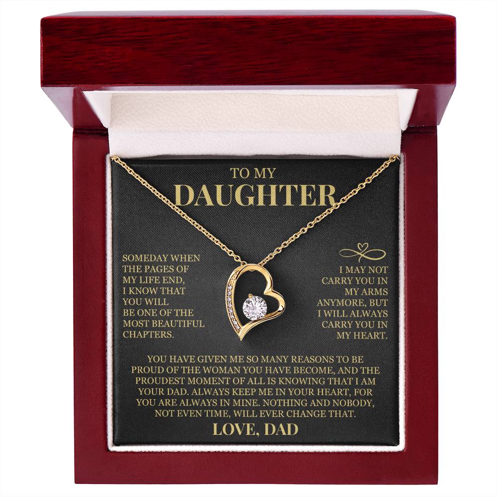 To My Daughter "Always Carry Me In Your Heart" Forever Love Necklace