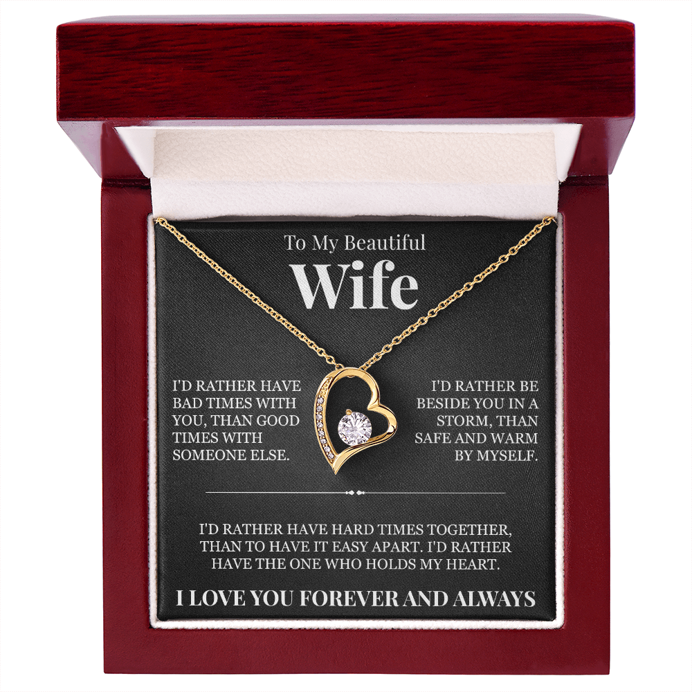 Forever Love Necklace - To My Beautiful Wife "The One Who Holds My Heart"