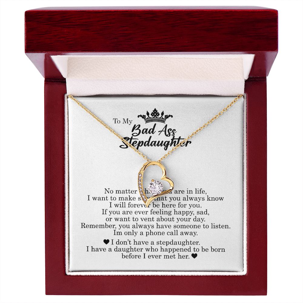 To My Badass Stepdaughter, Forever Heart Necklace