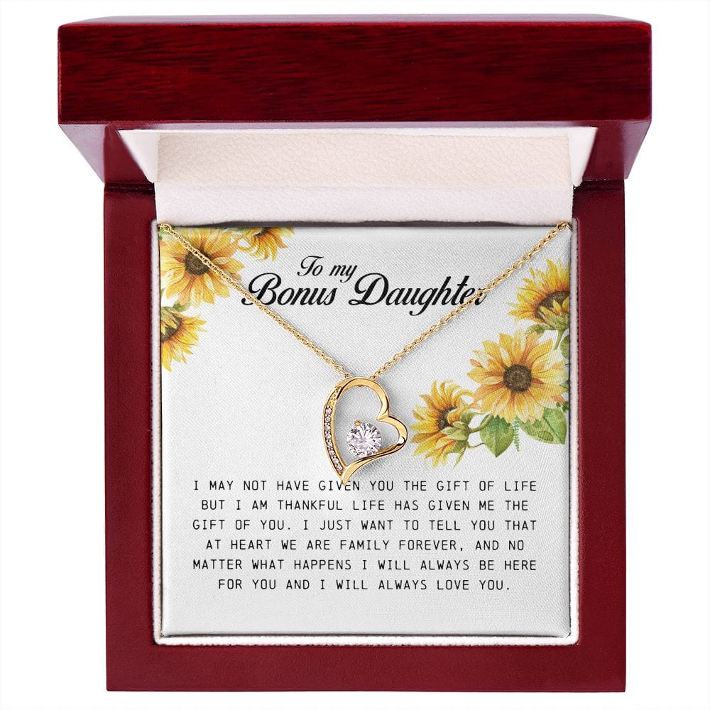To My Bonus Daughter, Forever Heart Necklace
