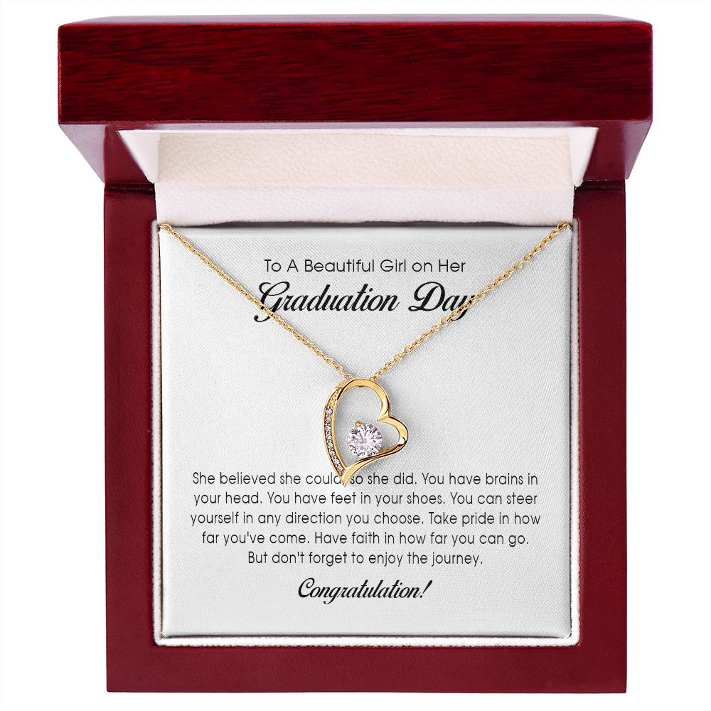 To a Beautiful Girl on her Graduation Day, Forever Heart Necklace
