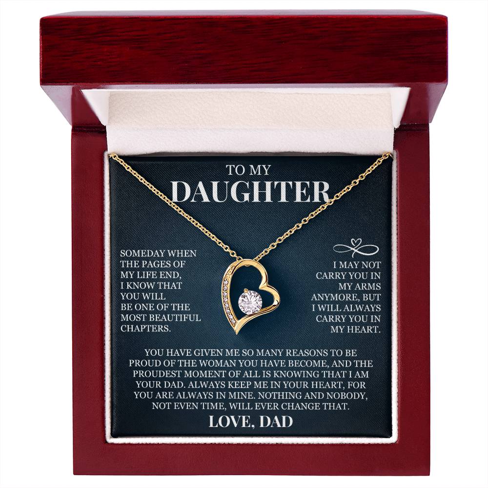 To My Daughter "Always Keep Me In Your Heart" Forever Love Necklace