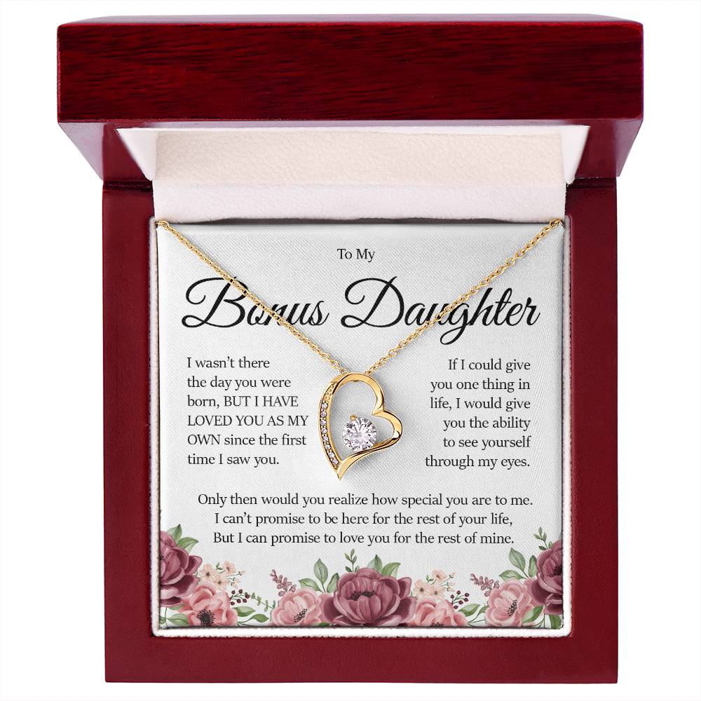 To My Bonus Daughter, Forever Heart Necklace