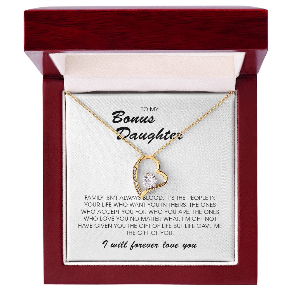 To My Bonus Daughter, Forever Heart Necklace