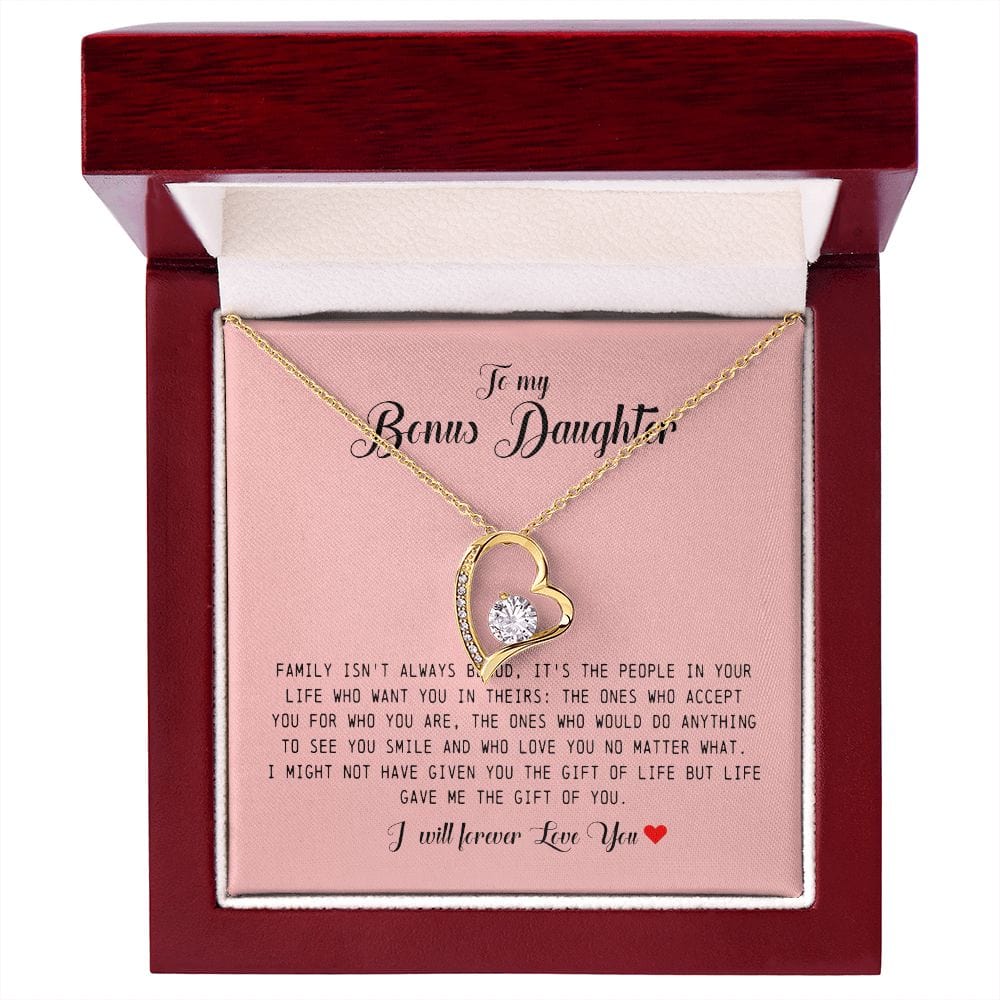 To My Bonus Daughter, Forever Heart Necklace