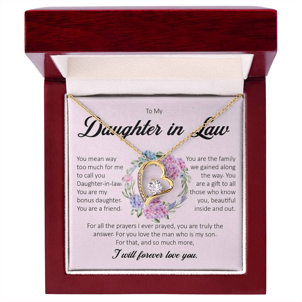 To My Daughter In Law, Forever Heart Necklace