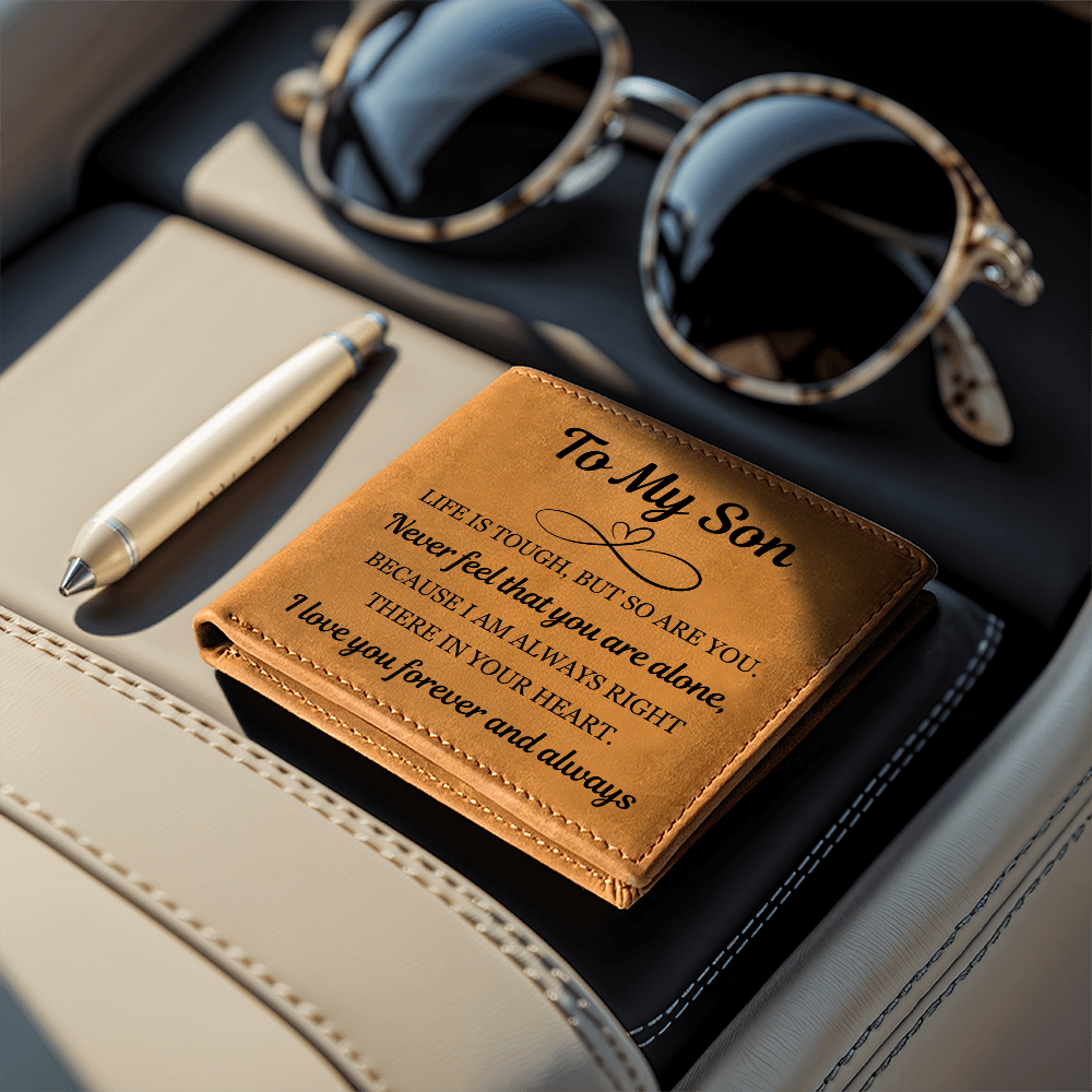 Graphic Leather Wallet - To My Son "Life is Tough, But So Are You"