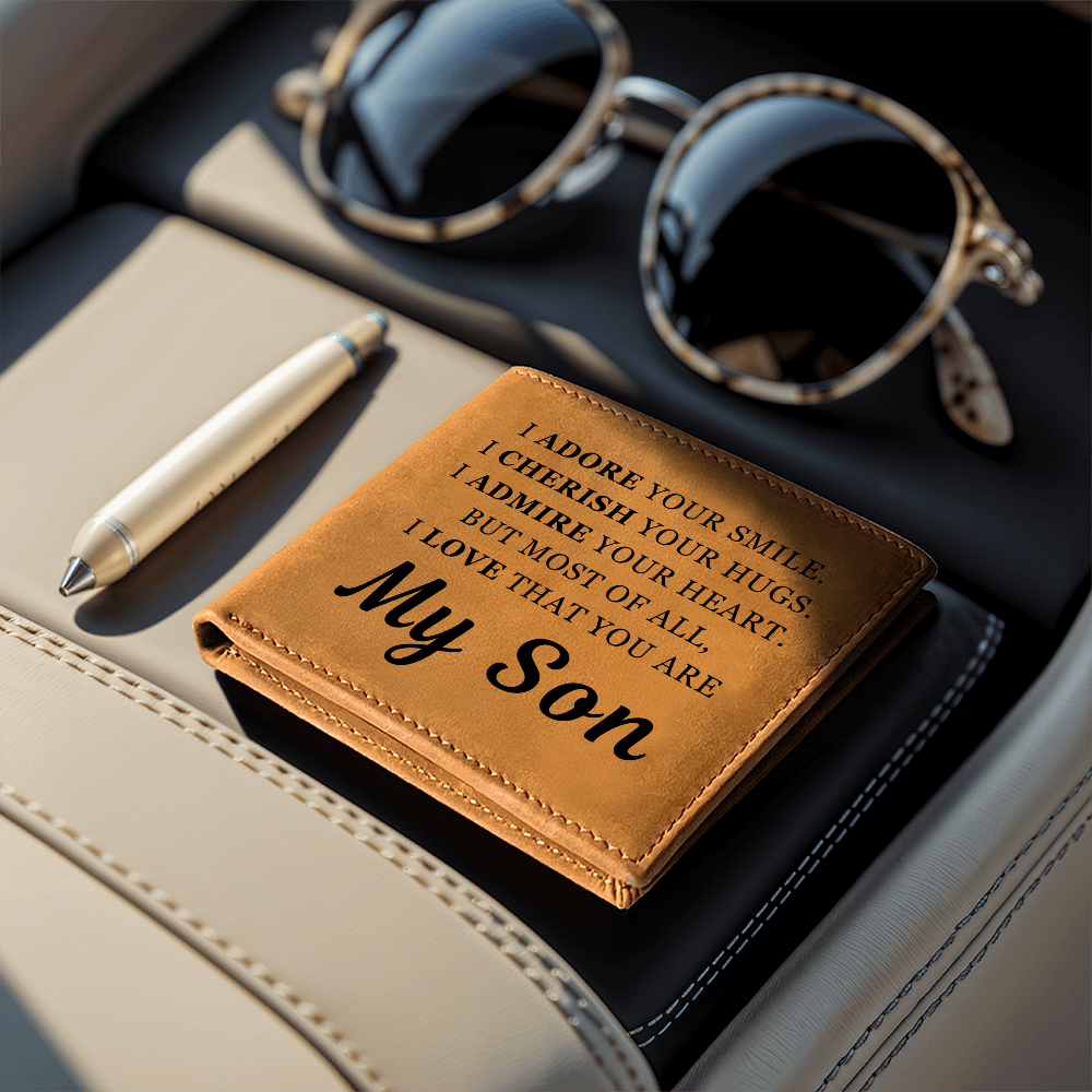 Graphic Leather Wallet - To My Son "I Adore Your Smile"