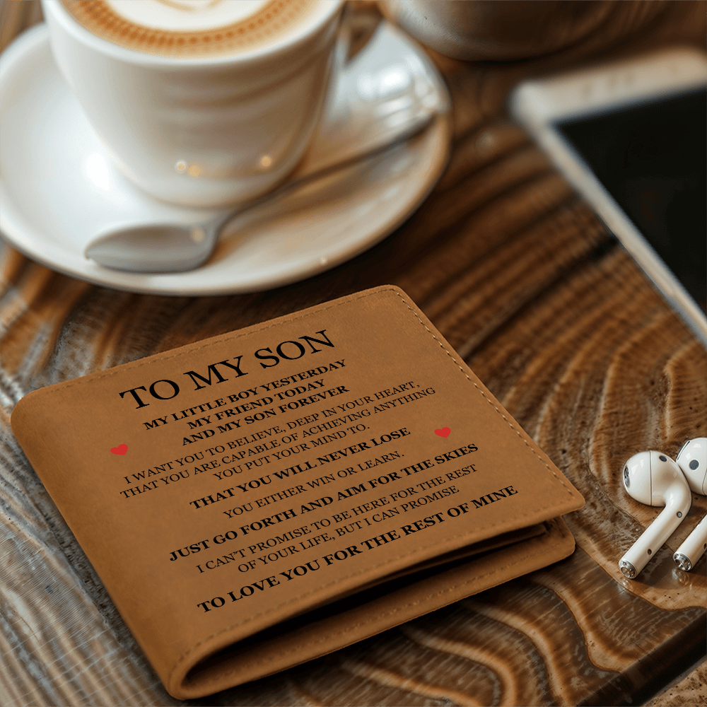 Graphic Leather Wallet - To My Son "My Son Forever"