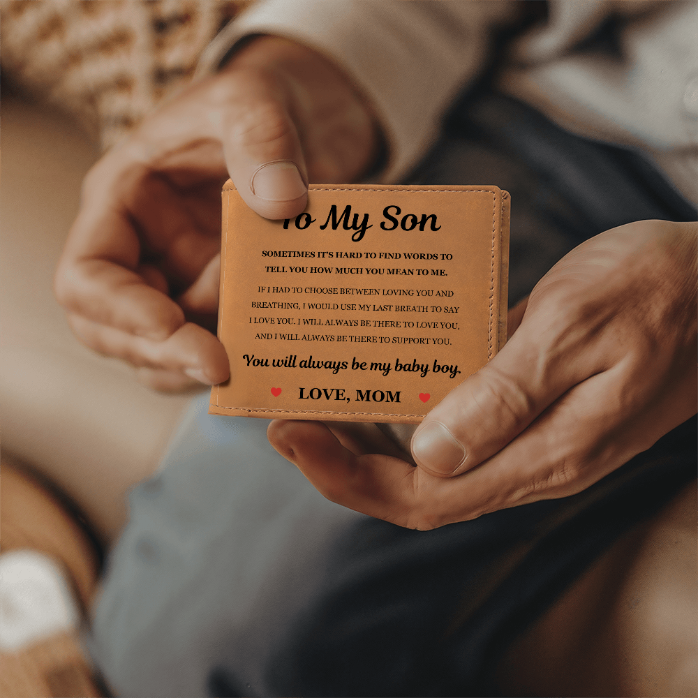 Graphic Leather Wallet - To My Son "How Much You Mean to Me"