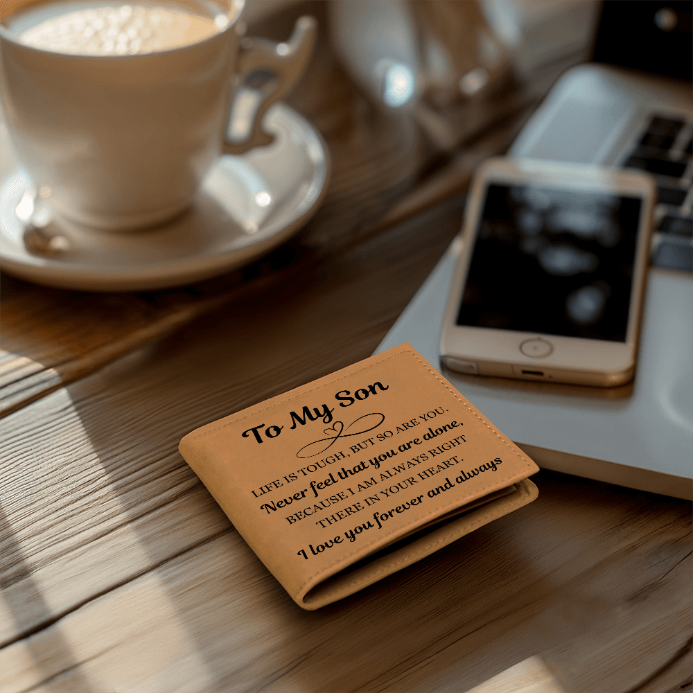 Graphic Leather Wallet - To My Son "Life is Tough, But So Are You"