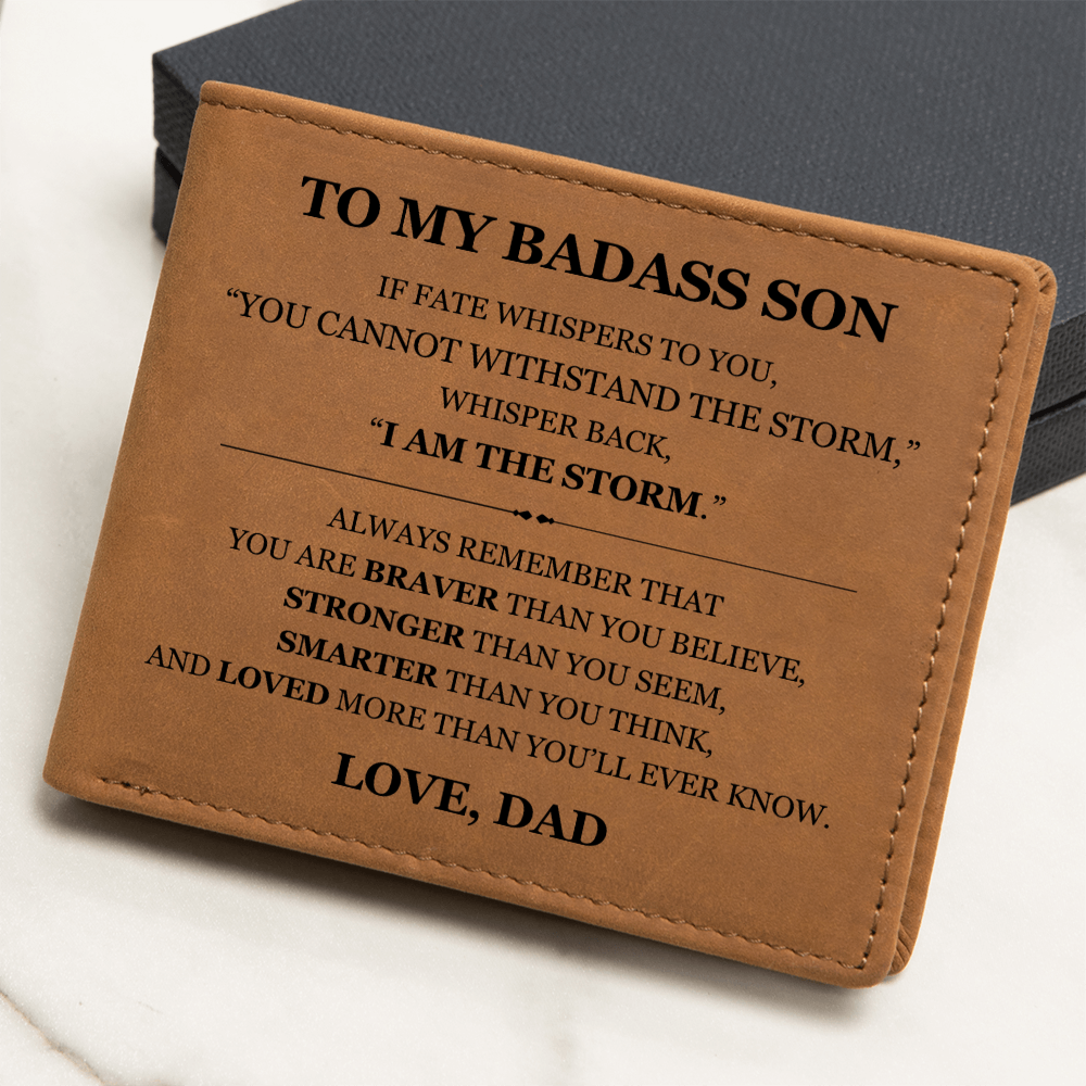 Graphic Leather Wallet - To My Son "I Am The Storm"