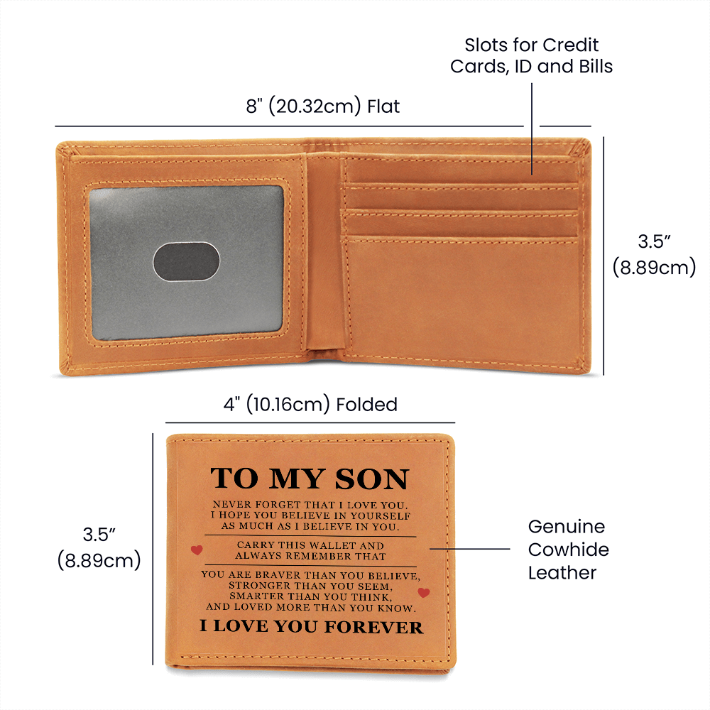 Graphic Leather Wallet - To My Son "Never Forget That I Love You"