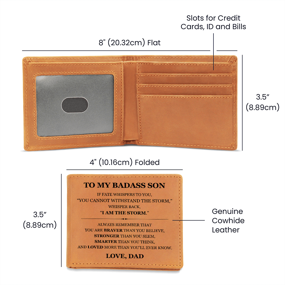 Graphic Leather Wallet - To My Son "I Am The Storm"
