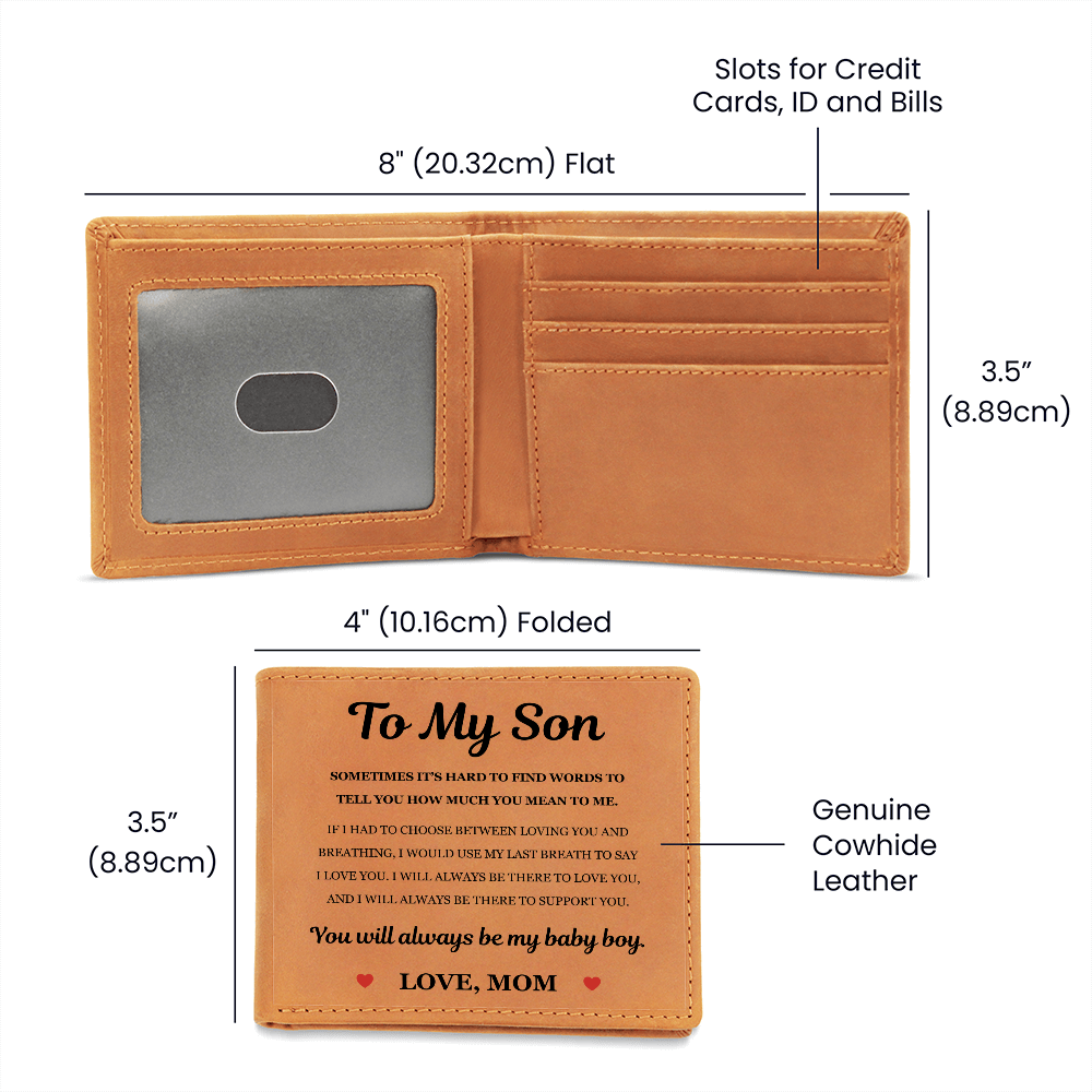 Graphic Leather Wallet - To My Son "How Much You Mean to Me"