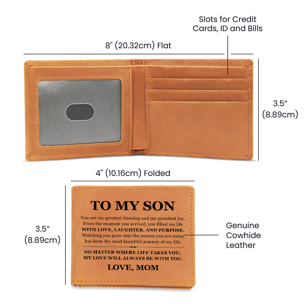 Graphic Leather Wallet - To My Son "My Love Will Always Be With You"