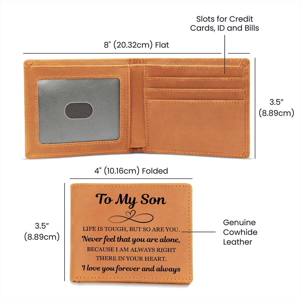 Graphic Leather Wallet - To My Son "Life is Tough, But So Are You"