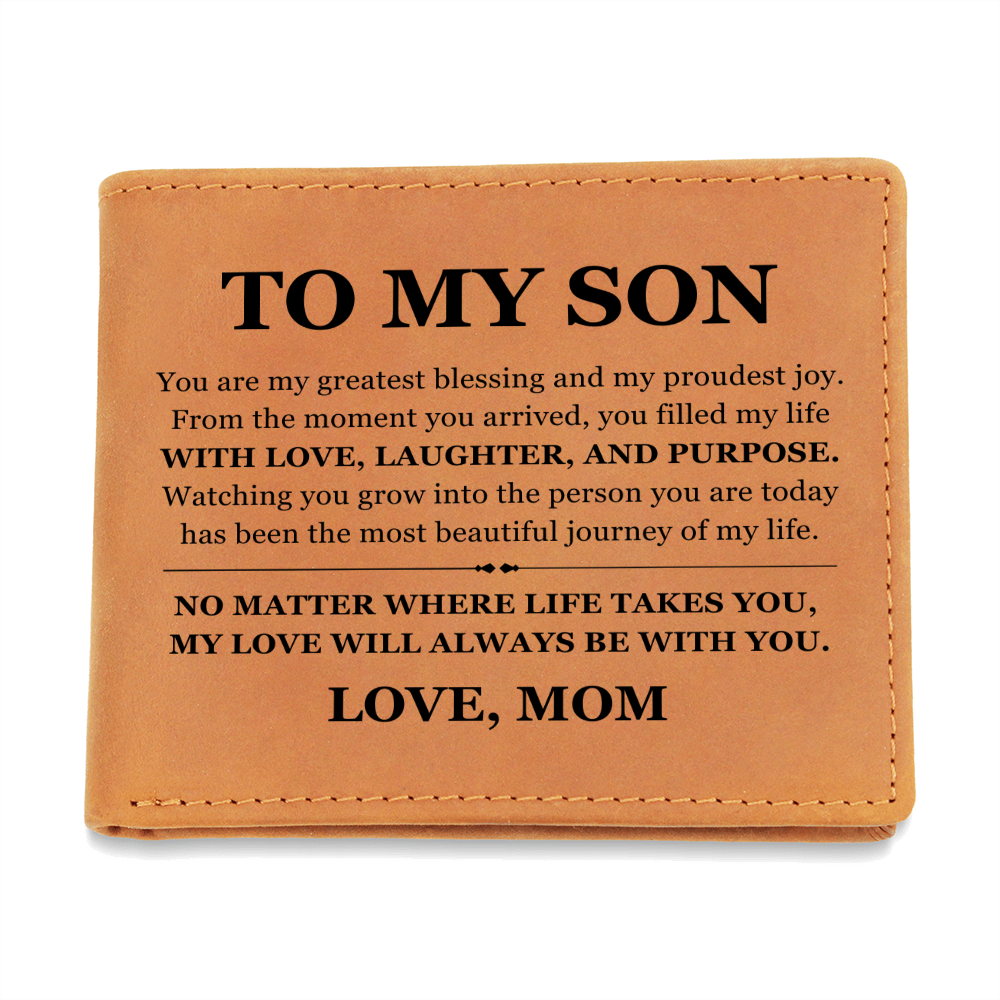 Graphic Leather Wallet - To My Son "My Love Will Always Be With You"
