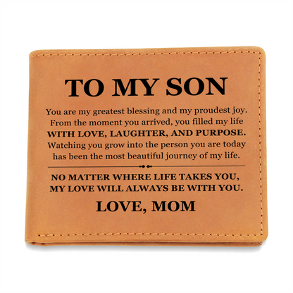 Graphic Leather Wallet - To My Son "My Love Will Always Be With You"