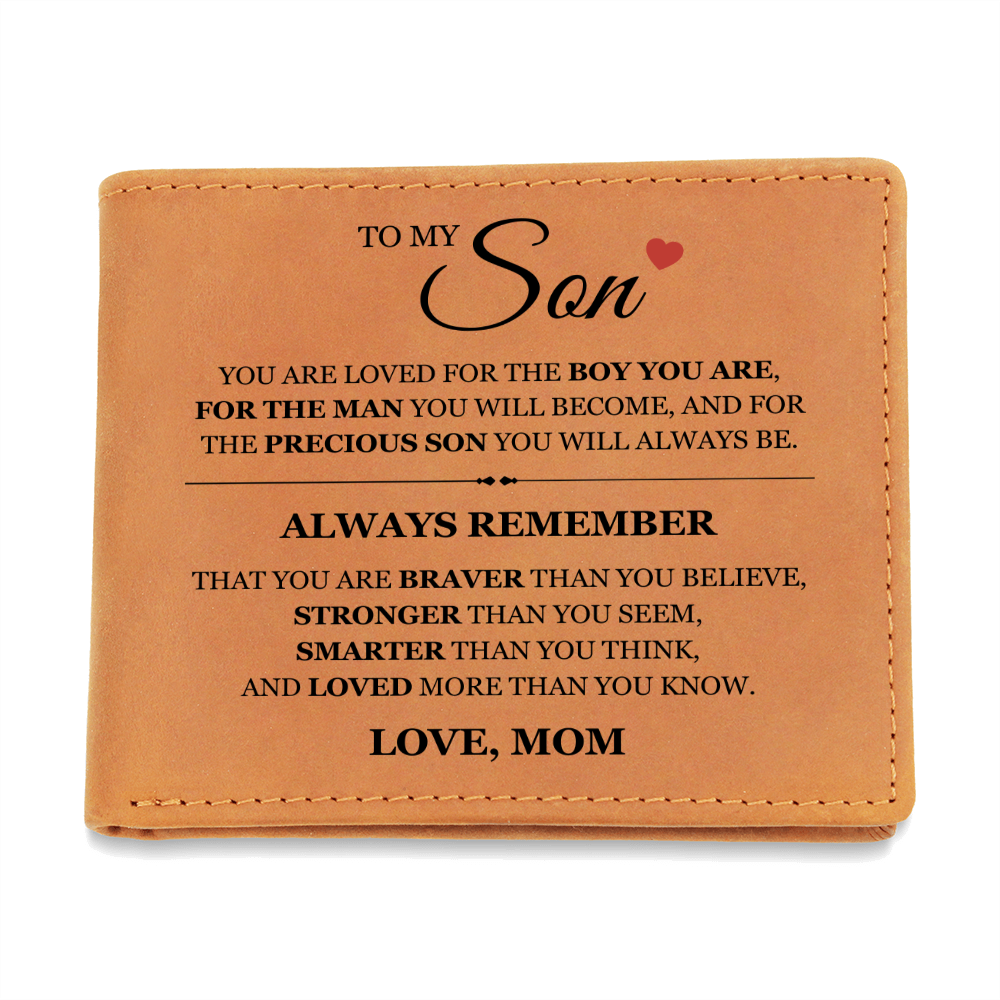 Graphic Leather Wallet - To My Son "Always Remember"
