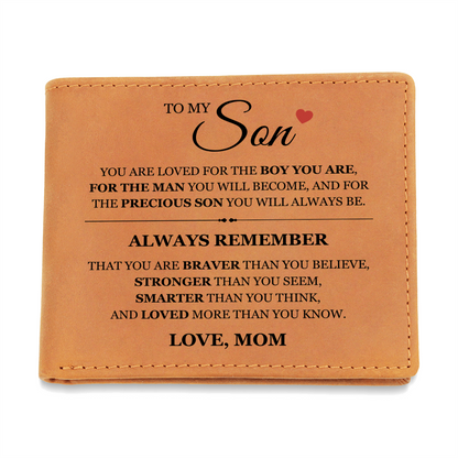 Graphic Leather Wallet - To My Son "Always Remember"