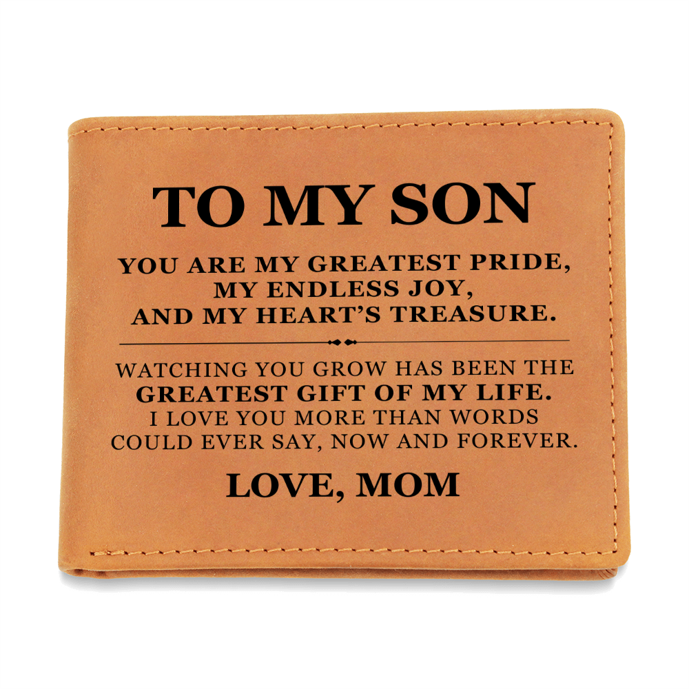 Graphic Leather Wallet - To My Son "You Are My Greatest Pride"