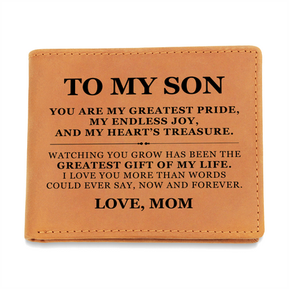 Graphic Leather Wallet - To My Son "You Are My Greatest Pride"